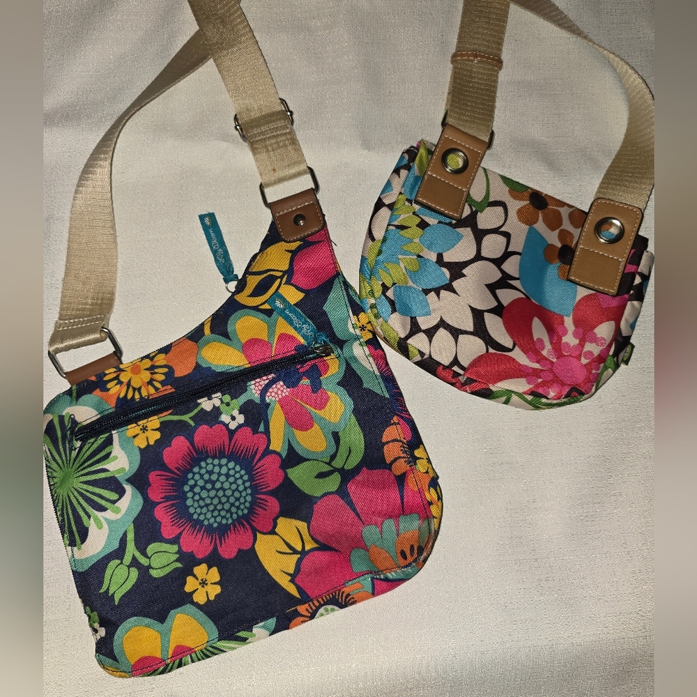 Lot Of 2 Lily Bloom Small Bags Purses Floral Canvas Crossbody Bag